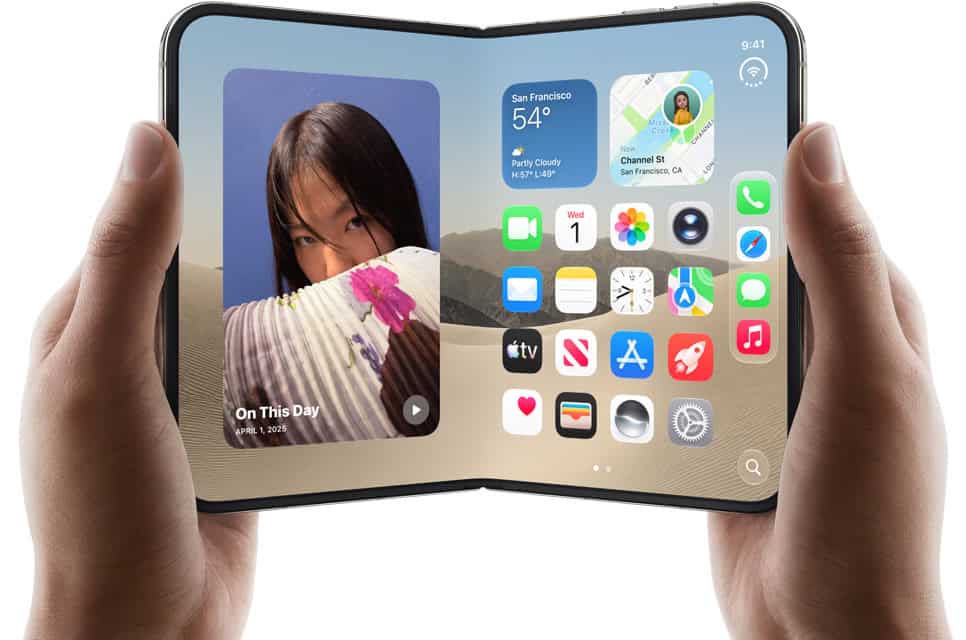 iPhone Duo القابل للطي من آبل في الوضع المفتوح